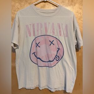 American Eagle Nirvana Pink & Purple Cream Tshirt - Very Oversized!
